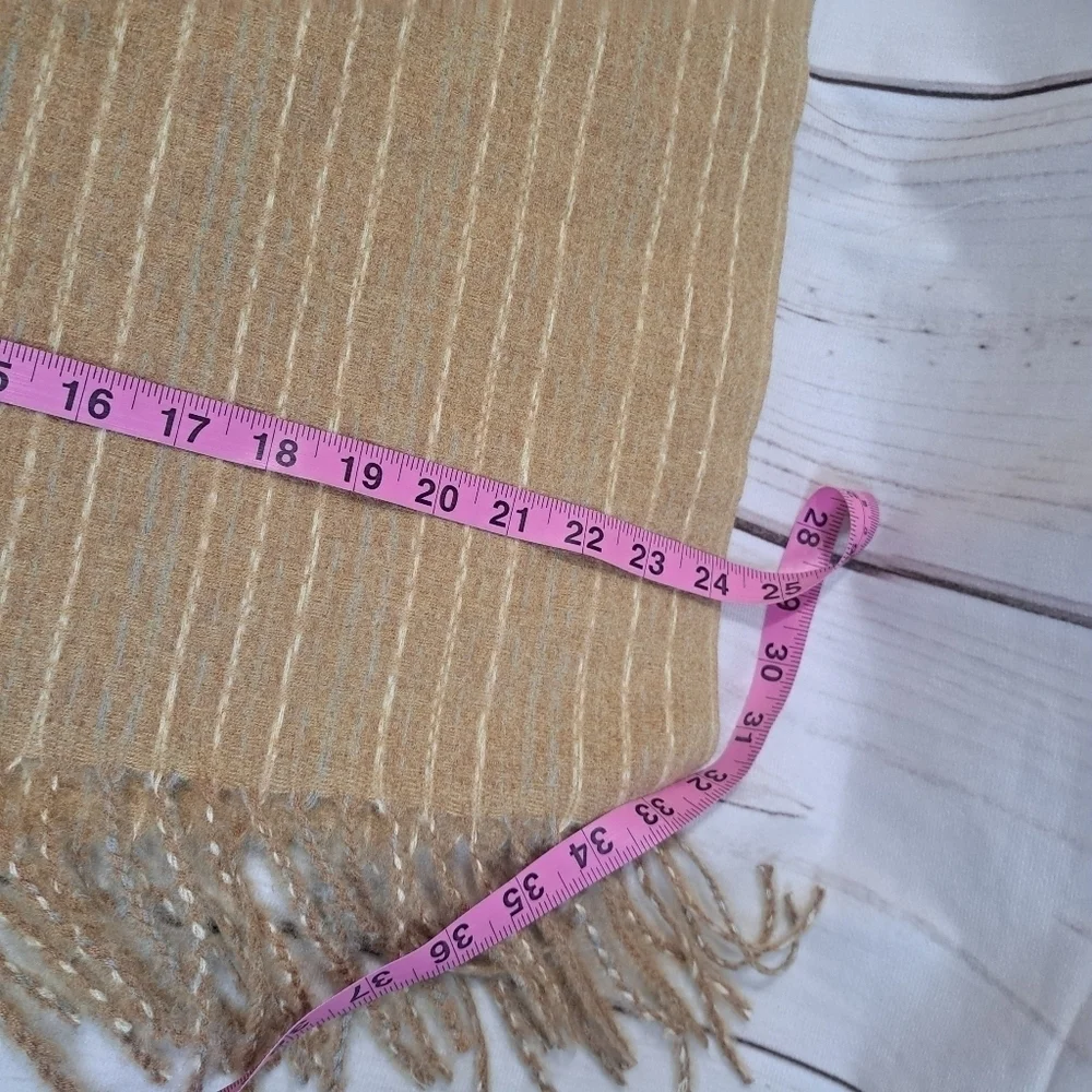 Pretty Persuations Tan Striped Scarf With Fringe.